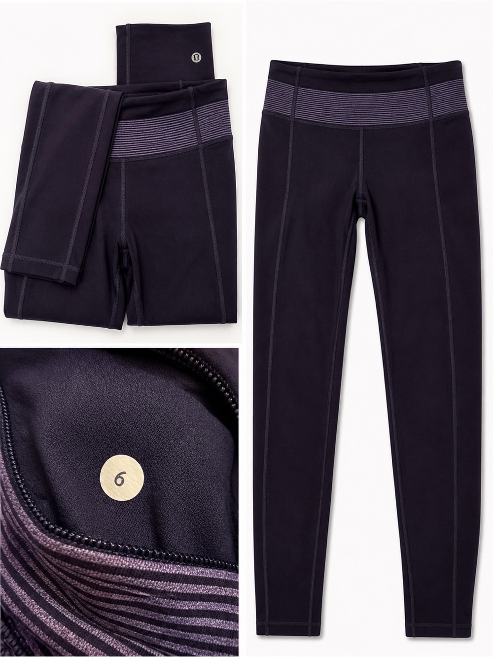 lululemon athletica Black & Purple Striped Waistband Align Leggings